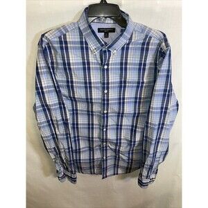 Banana Republic Dress Shirt Mens Size Medium Slim Fit Blue Striped Button Up LS